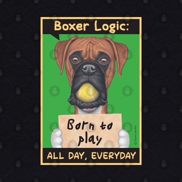 Boxer dog with ball in mouth by Danny Gordon Art